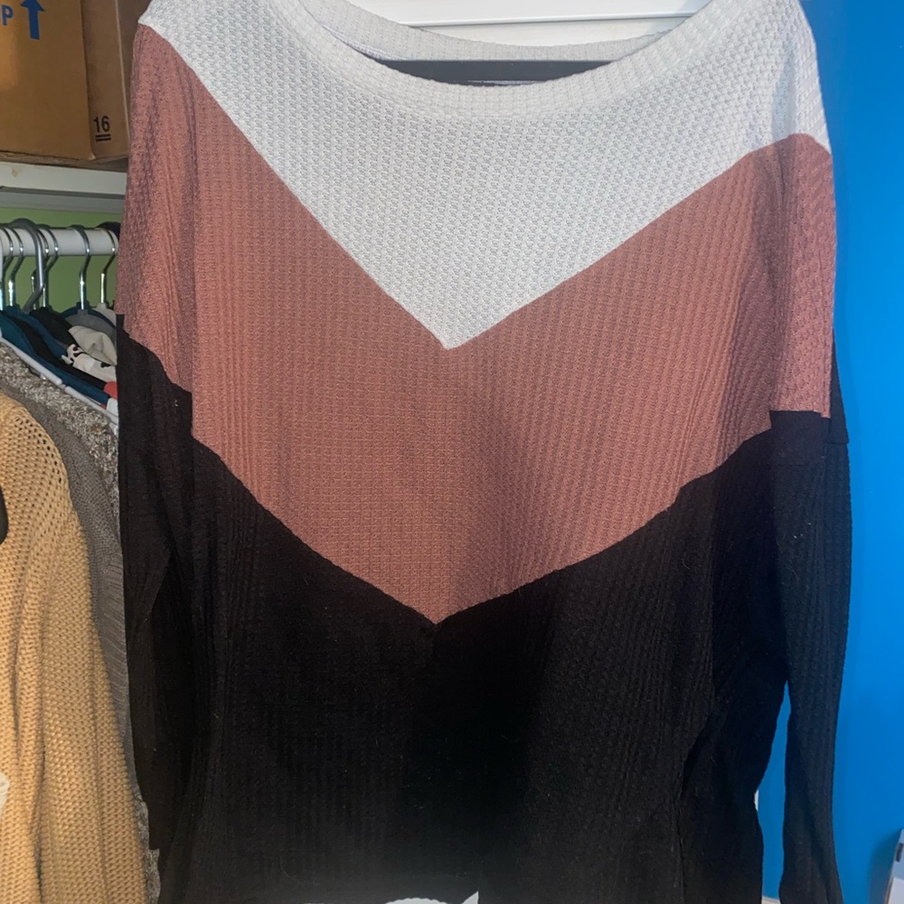 BloomChic Colorblock Sweater - Black, White, Brown